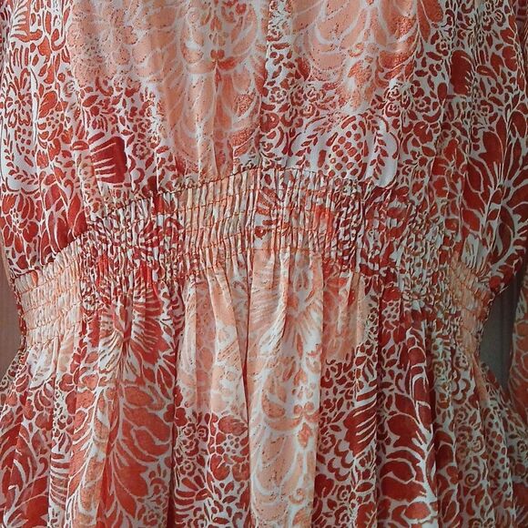JUST…TAYLOR Orange And Cream Colored Chiffon Midi Dress Sz 10 NWOT - Picture 5 of 9
